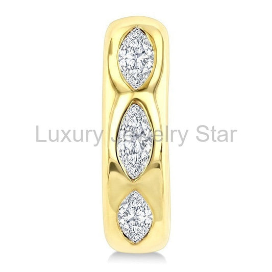 Marquise Shape Petite Diamond Huggie Earrings - image 2