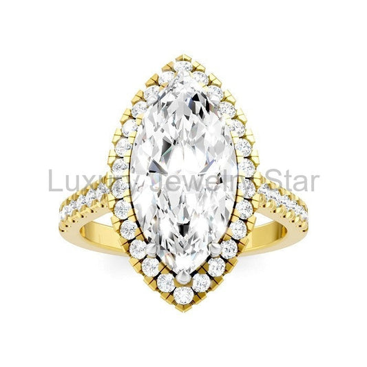 Marquise Shape Semi-Mount Halo Diamond Engagement Ring - image 2