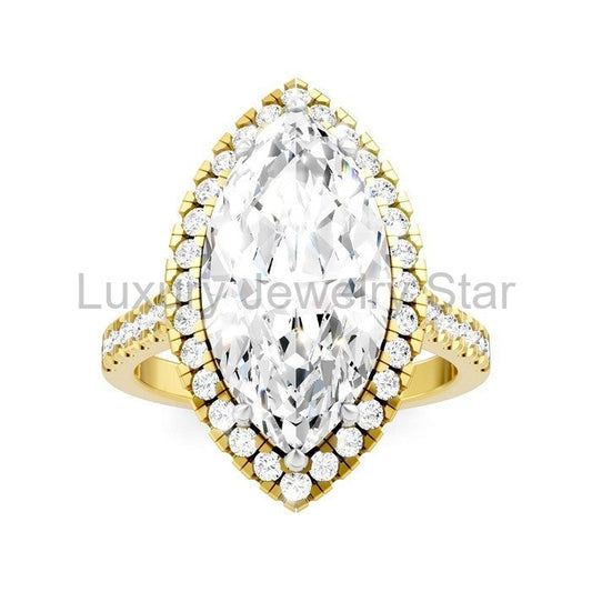 Marquise Shape Semi-Mount Halo Diamond Engagement Ring - image 2