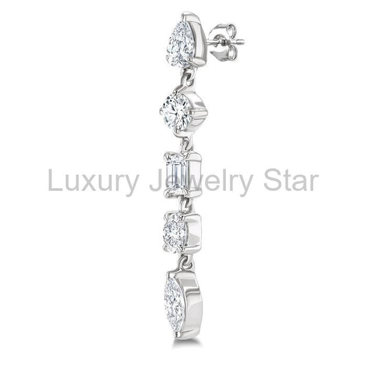 Mixed Shape Diamond Fashion Earrings - image 2