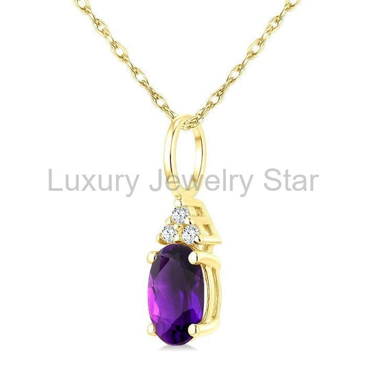 Oval Shape Gemstone & Diamond Pendant