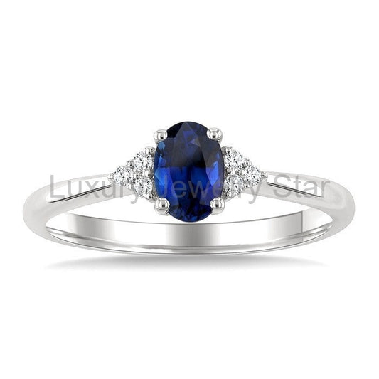 Oval Shape Gemstone & Diamond Ring - image 2