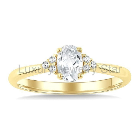 Oval Shape Gemstone & Diamond Ring - image 2