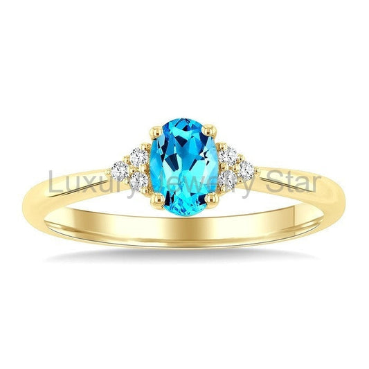 Oval Shape Gemstone & Diamond Ring - image 2