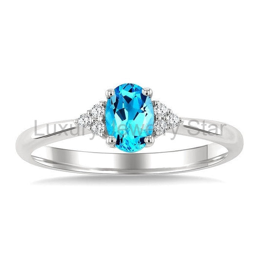 Oval Shape Gemstone & Diamond Ring - image 2