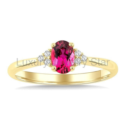 Oval Shape Gemstone & Diamond Ring - image 2