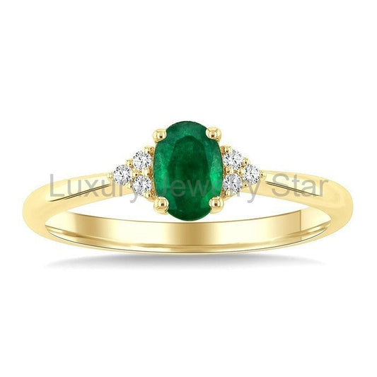 Oval Shape Gemstone & Diamond Ring - image 2
