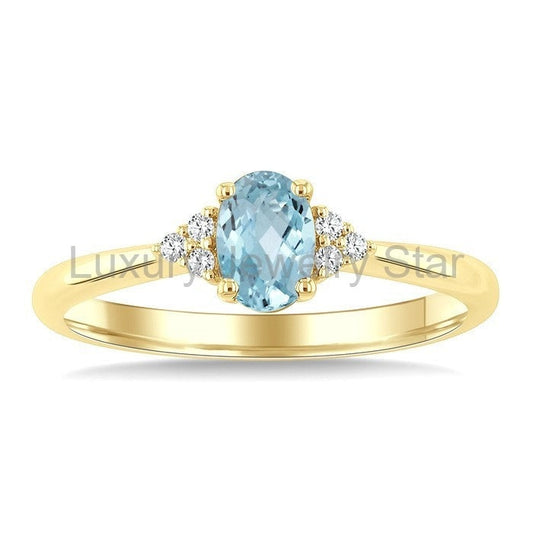 Oval Shape Gemstone & Diamond Ring - image 2