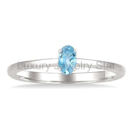 Oval Shape Gemstone Solitaire Ring - image 2