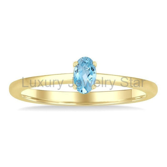 Oval Shape Gemstone Solitaire Ring - image 2