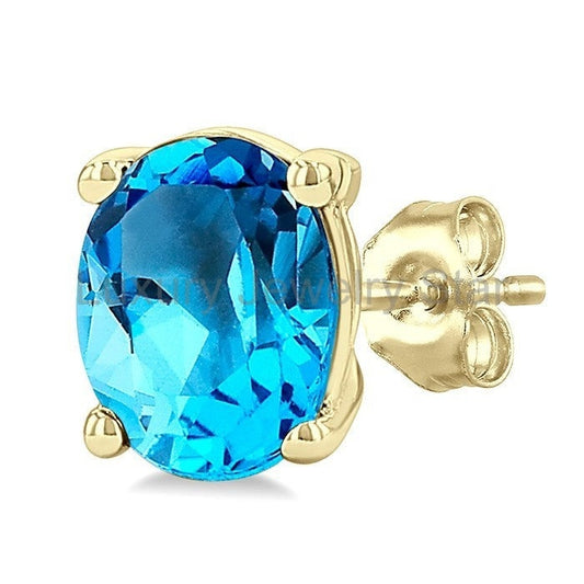 Oval Shape Gemstone Stud Earrings - image 2