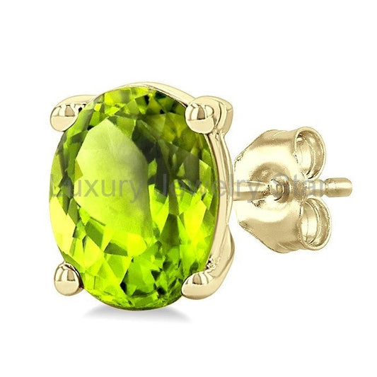 Oval Shape Gemstone Stud Earrings - image 2