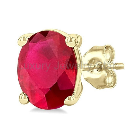Oval Shape Gemstone Stud Earrings - image 2