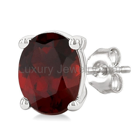 Oval Shape Gemstone Stud Earrings - image 2