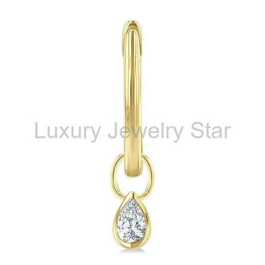 Pear Shape Bezel Set Diamond Huggie Fashion Earrings - image 2