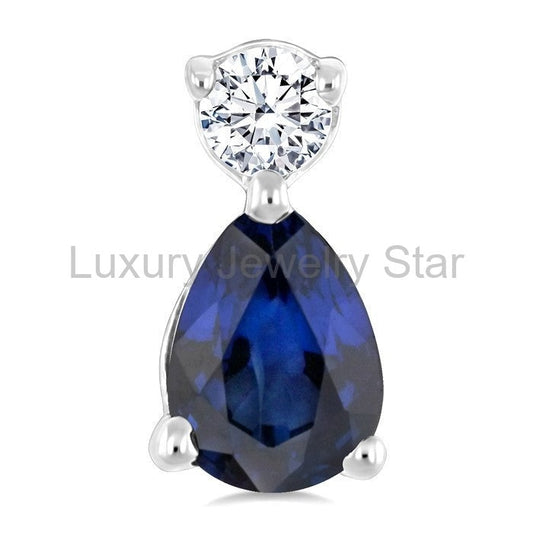 Pear Shape Gemstone & Petite Diamond Earrings - image 2