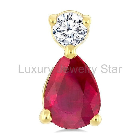 Pear Shape Gemstone & Petite Diamond Earrings - image 2