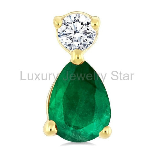 Pear Shape Gemstone & Petite Diamond Earrings - image 2