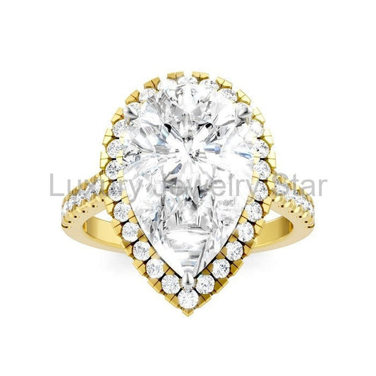 Pear Shape Semi-Mount Halo Diamond Engagement Ring - image 2