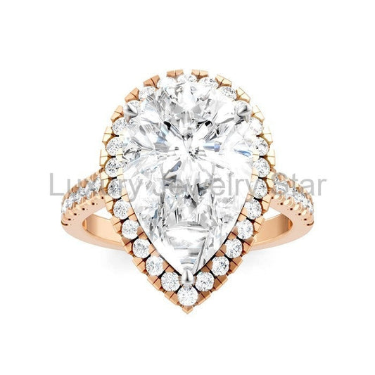 Pear Shape Semi-Mount Halo Diamond Engagement Ring - image 2