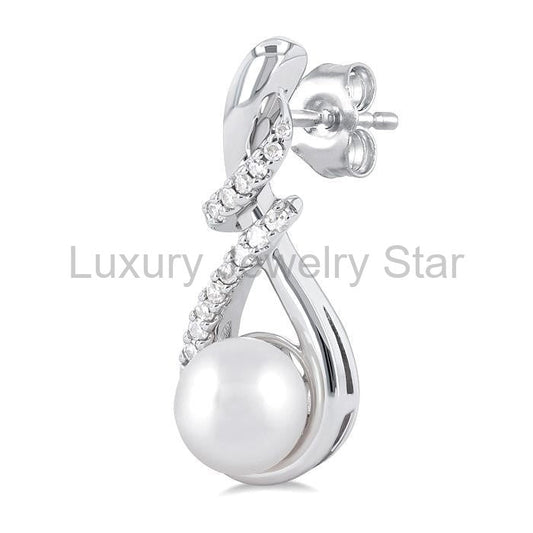 Pearl & Diamond Fashion Earrings - image 2