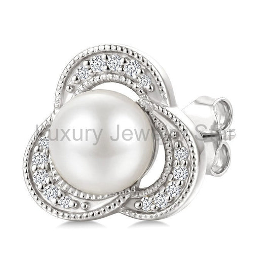 Pearl & Diamond Fashion Earrings - image 2