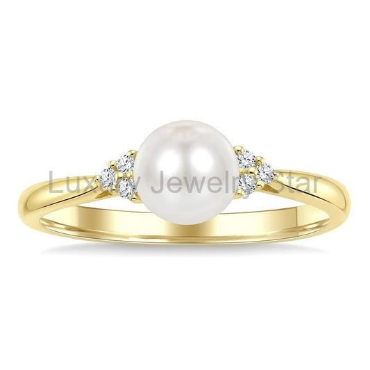 Pearl & Diamond Fashion Ring - image 2