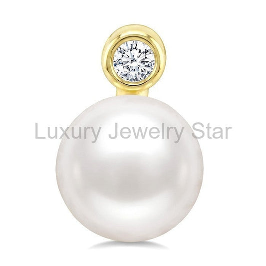 Pearl & Diamond Stud Earrings - image 2