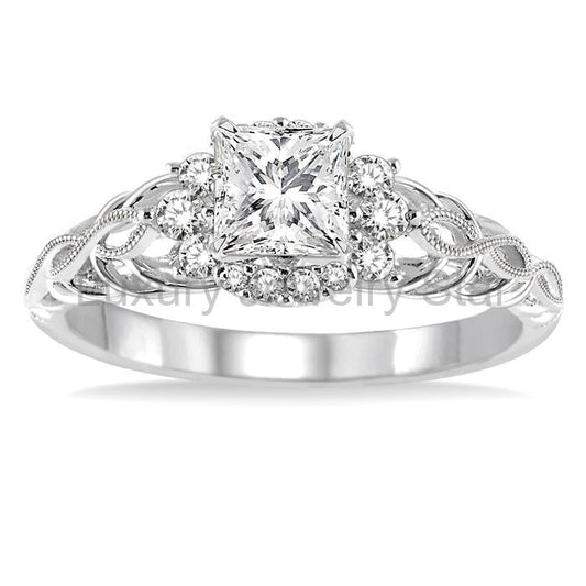 Princess Shape Semi-Mount Diamond Engagement Ring - image 2