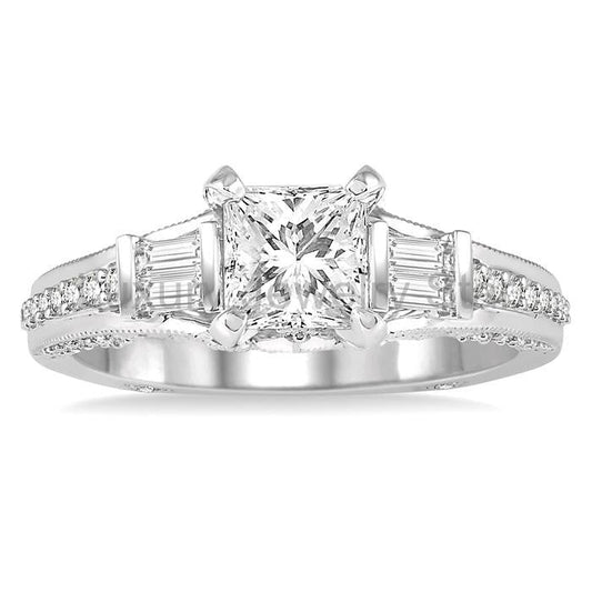 Princess Shape Semi-Mount Diamond Engagement Ring - image 2