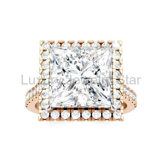 Princess Shape Semi-Mount Halo Diamond Engagement Ring - image 2