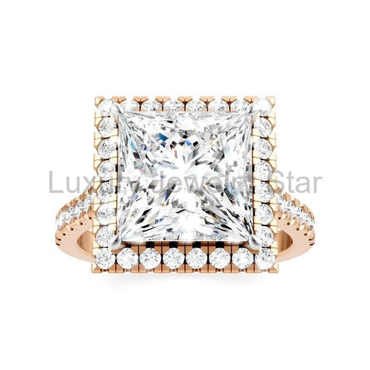 Princess Shape Semi-Mount Halo Diamond Engagement Ring - image 2