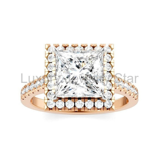 Princess Shape Semi-Mount Halo Diamond Engagement Ring - image 2
