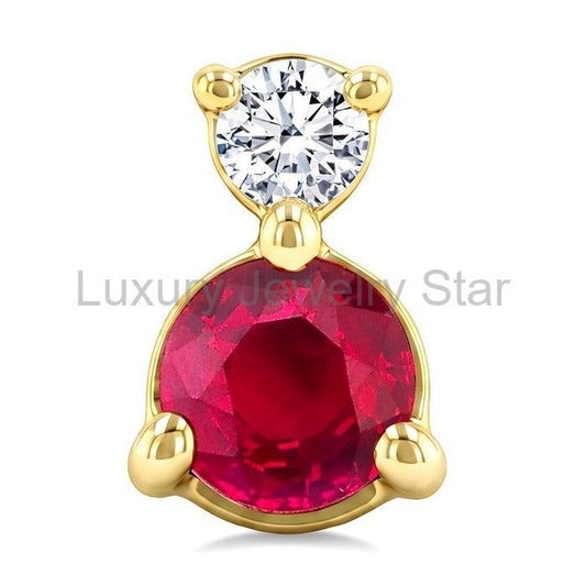 Round Shape Gemstone & Petite Diamond Earrings - image 2