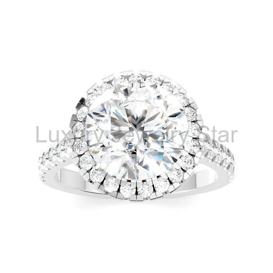 Round Shape Semi-Mount Halo Diamond Engagement Ring - image 2