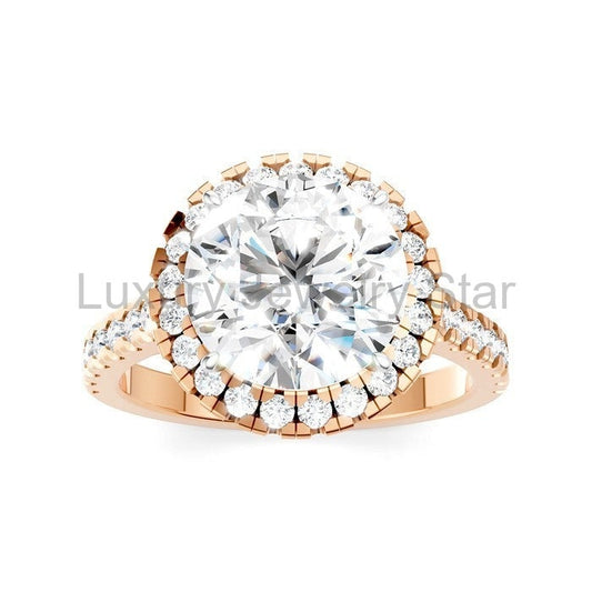 Round Shape Semi-Mount Halo Diamond Engagement Ring - image 2
