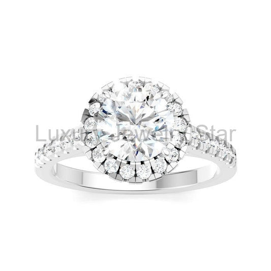 Round Shape Semi-Mount Halo Diamond Engagement Ring - image 2