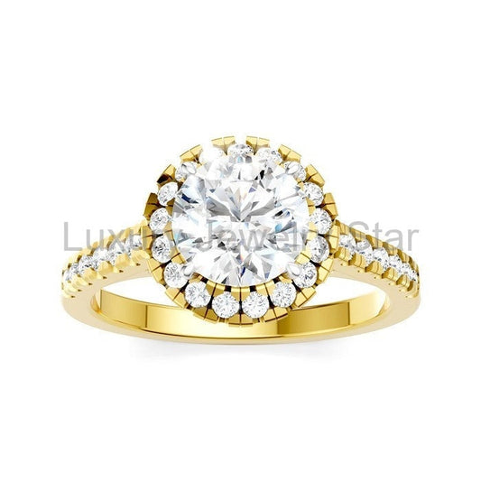 Round Shape Semi-Mount Halo Diamond Engagement Ring - image 2