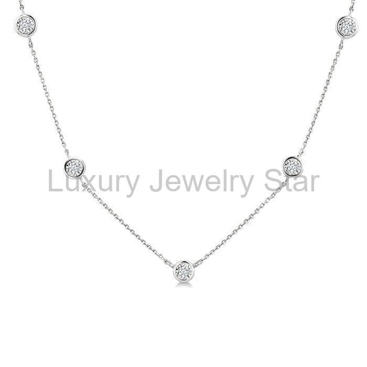 Silver Diamond Station Necklace - image 2