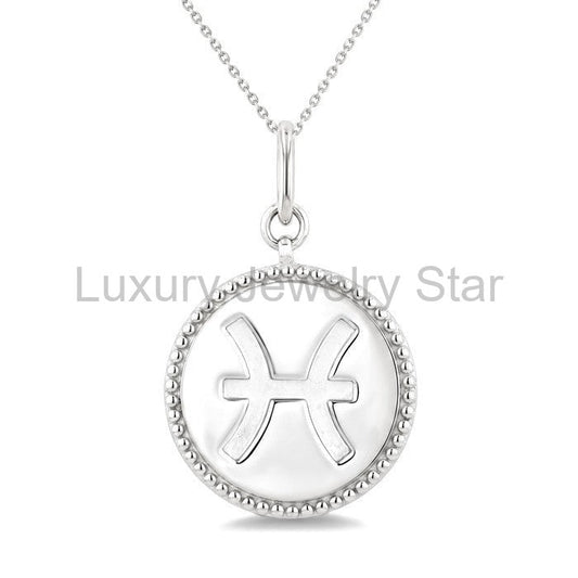 Silver Pisces Zodiac Medallion Pendant