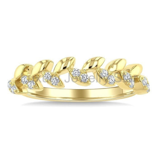 Stackable Leaf Diamond Fashion Band - image 2