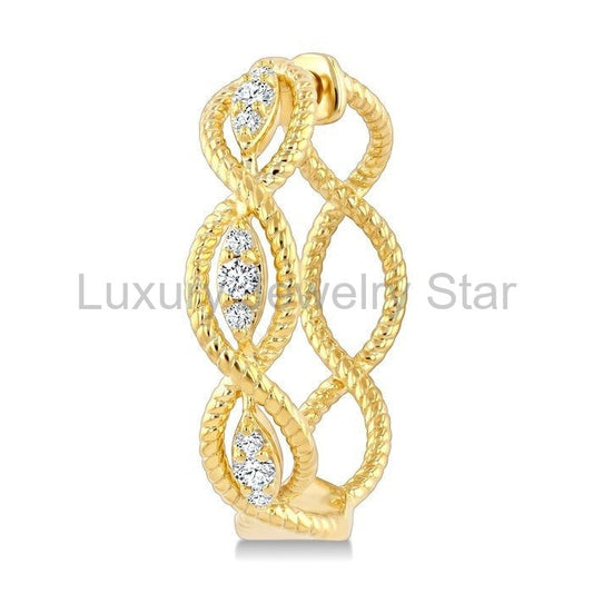 Swirl Petite Diamond Fashion Huggie Earrings - image 2