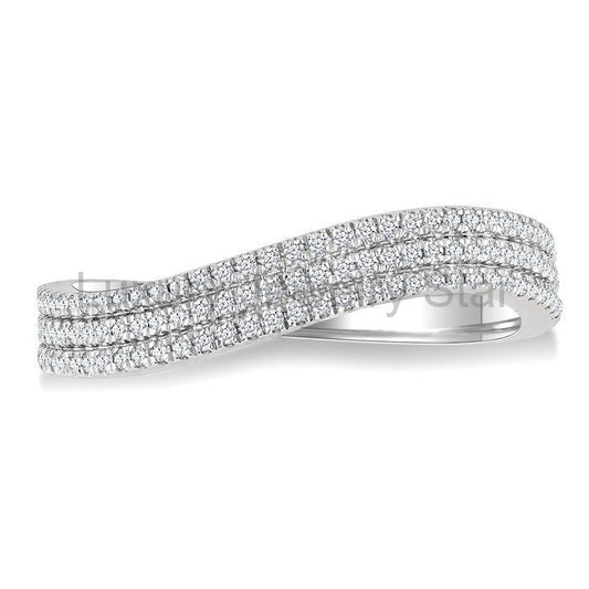Three Row Wave Diamond Fashion Band - image 2