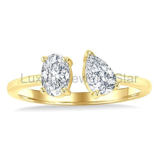 Toi Et Moi Diamond Fashion Open Ring - image 2