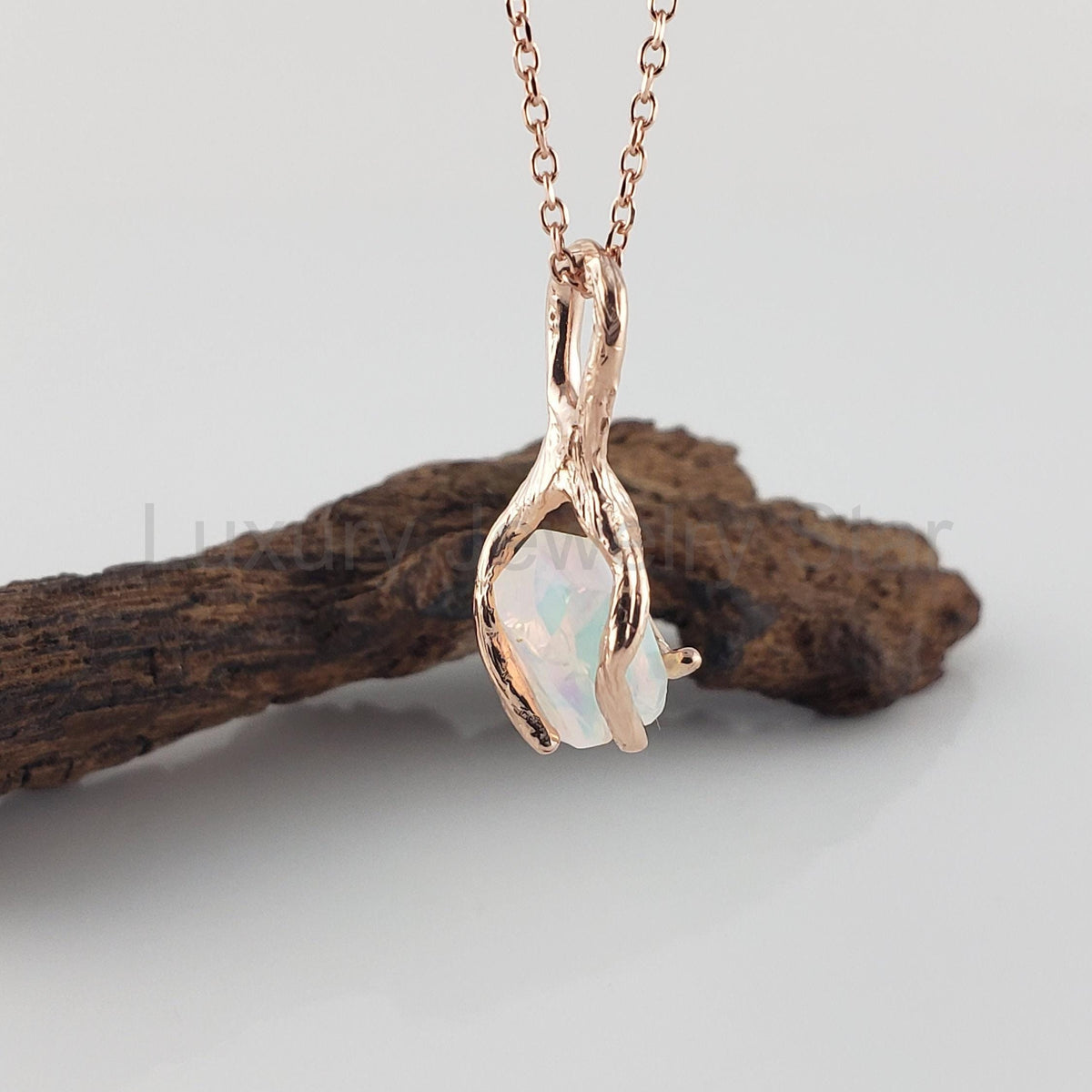 Raw Hand-cut Opal Twig Necklace - image 3