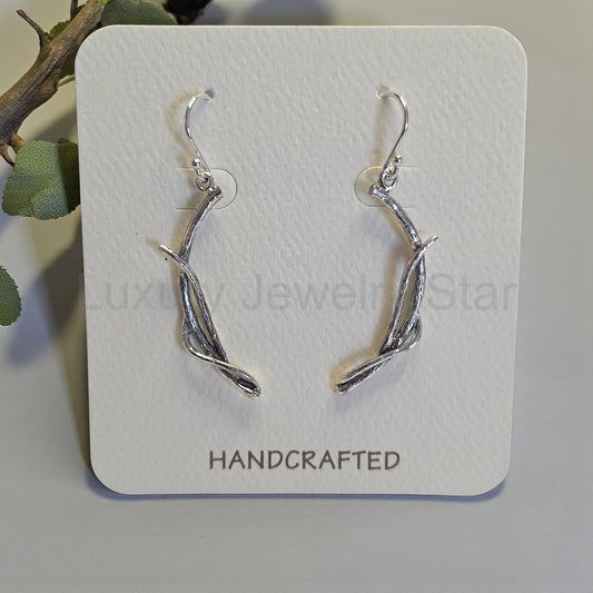 Sterling Silver Twig Dangle Earrings - image 2