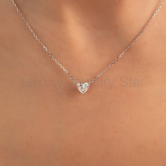 1 Carat Heart Cut Diamond Pendant Necklace - image 2