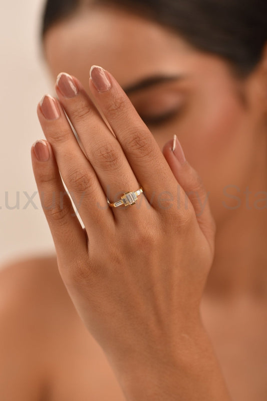 Art Deco Baguette Diamond 5 Stone Statement Ring - image 2