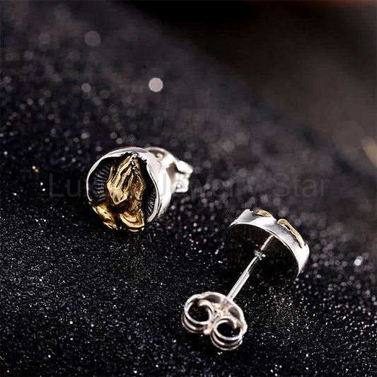 Buddha Stones 925 Sterling Silver Namaste Equality Stud Earrings - image 2