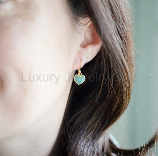 Amazonite Heart Earrings - image 2